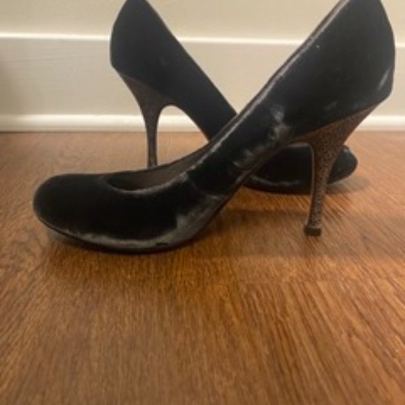 Blue Velvet Pumps with Silver Stems - Picture 3 of 9